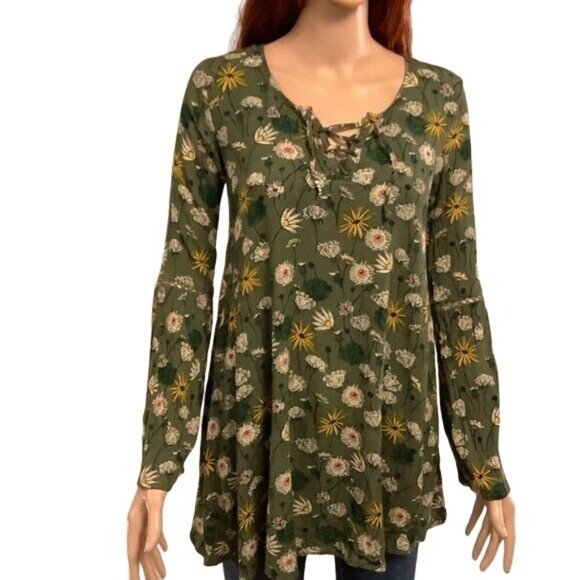 (6 for $25)Mossimo Supply Co Vintage Floral Long Sleeve Blouse XS - Picture 1 of 6